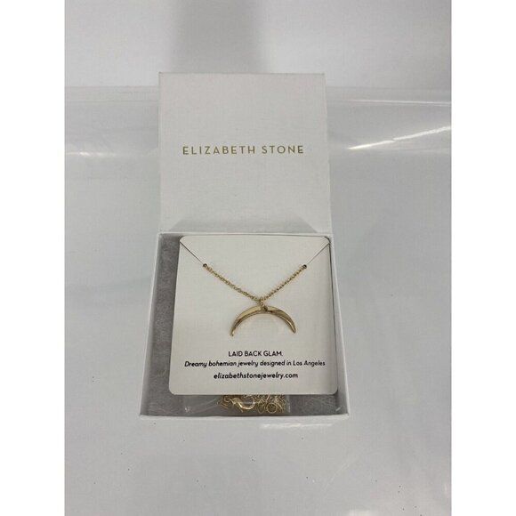 Elizabeth Stone Crescent Moon Necklace. Gold Delicate Retails $78 - Picture 1 of 5